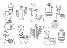 Stickserie - Lama Line Art